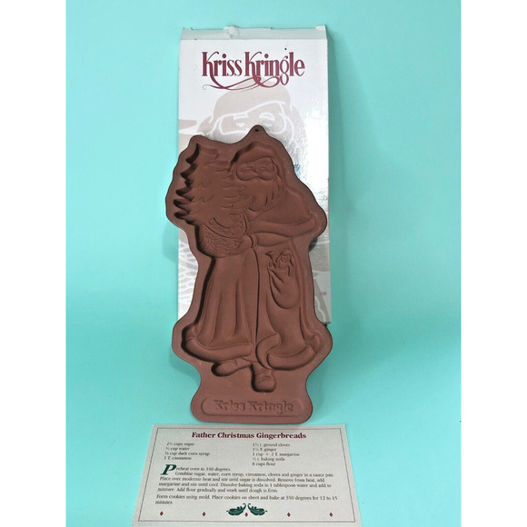 2 Vintage Longaberger Pottery Cookie Molds Santa Kriss Kringle Father Christmas - Picture 4 of 8